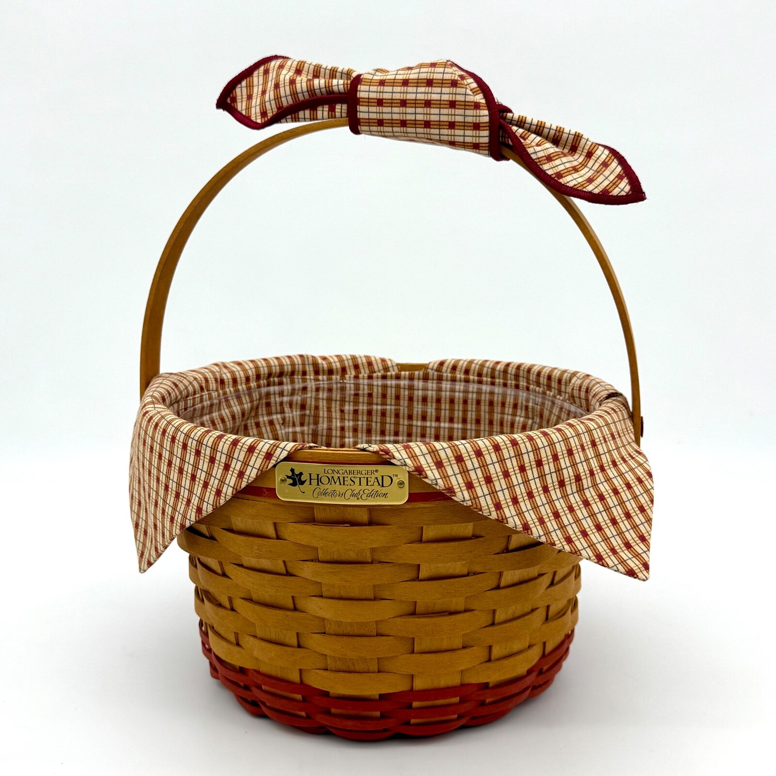 Longaberger 1999 Collectors Club HOMESTEAD Basket Combo liner,  & Handle Tie