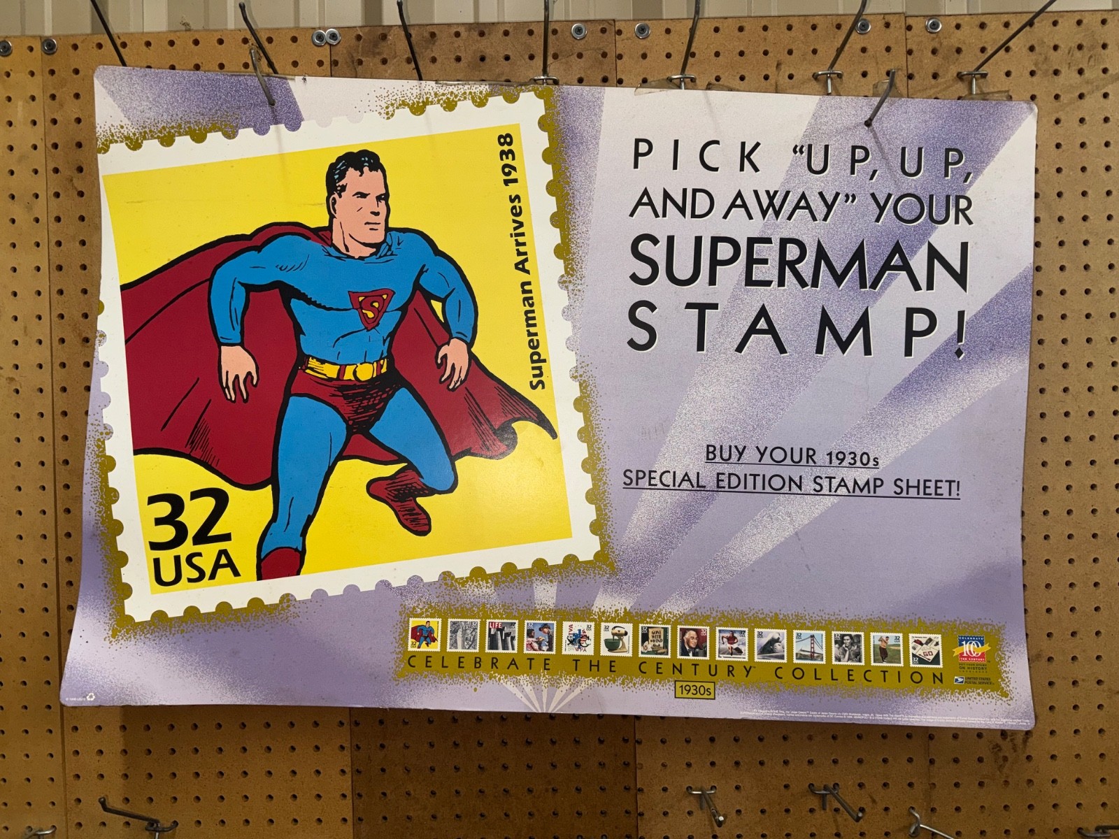 1998 USPS Superman PROMO POSTER – HUGE, 36 x 24,