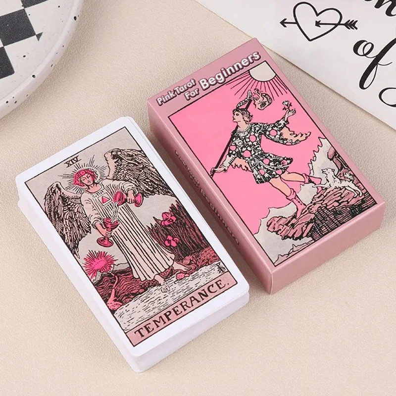 Pink Rider Waite Tarot Cards Deck Set for Beginners Prophecy Divination Deck