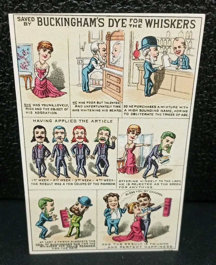 Buckingham\'s Dye for the Whiskers Trade Card Trade Card N.H. USA c1890\'s New Man