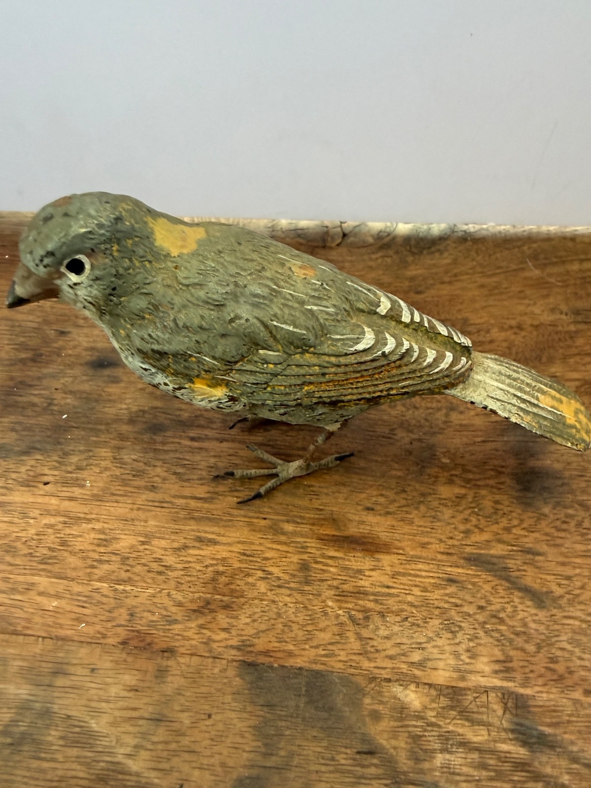 Antique Vienna Bronze European Greenfinch Cold Painted Austrian Bird c1900