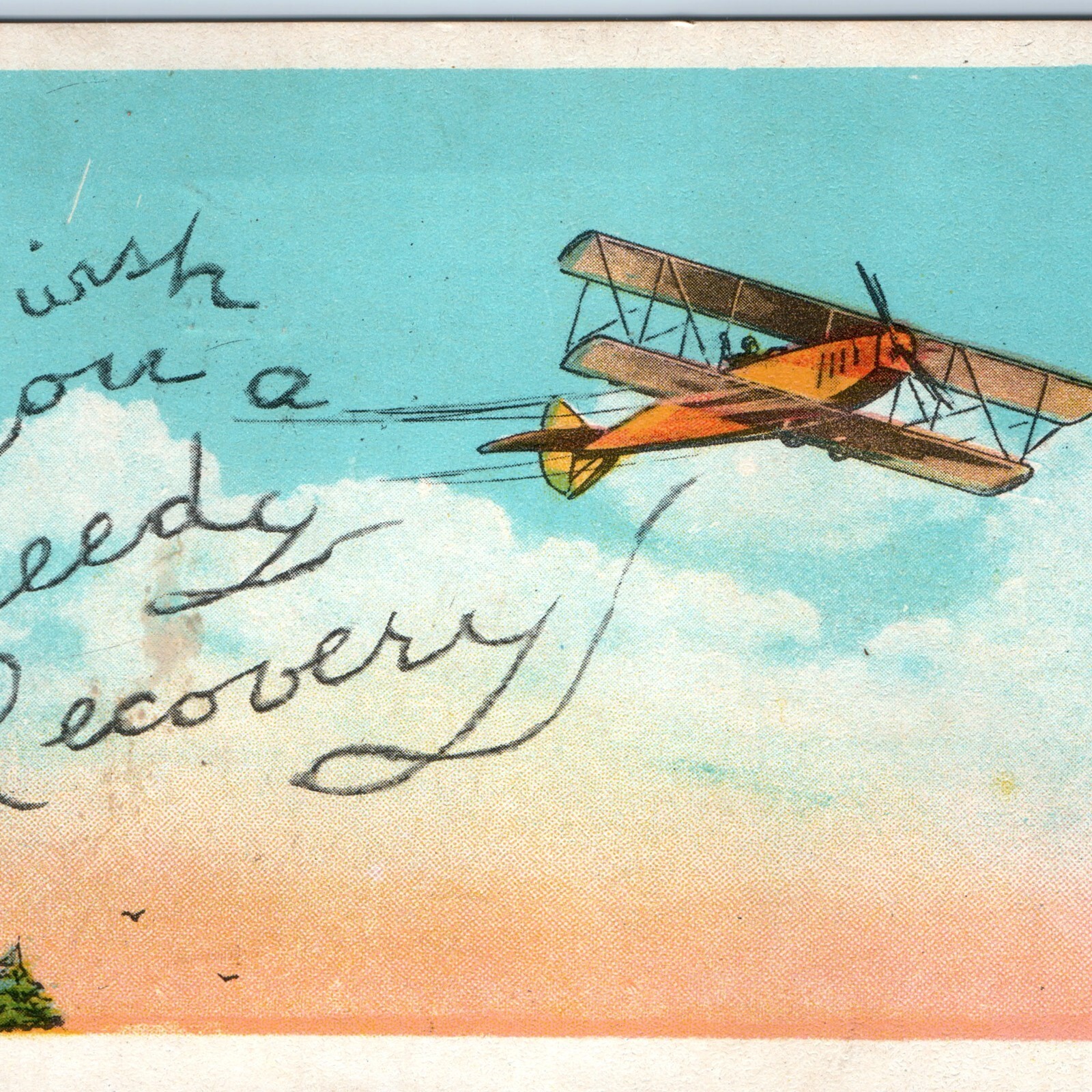 c1930s Speedy Recovery Postcard Biplane Airplane Mercy Hospital Waverly IA c1930s Speedy Recovery Postcard Biplane Airplane Mercy Hospital Waverly IA