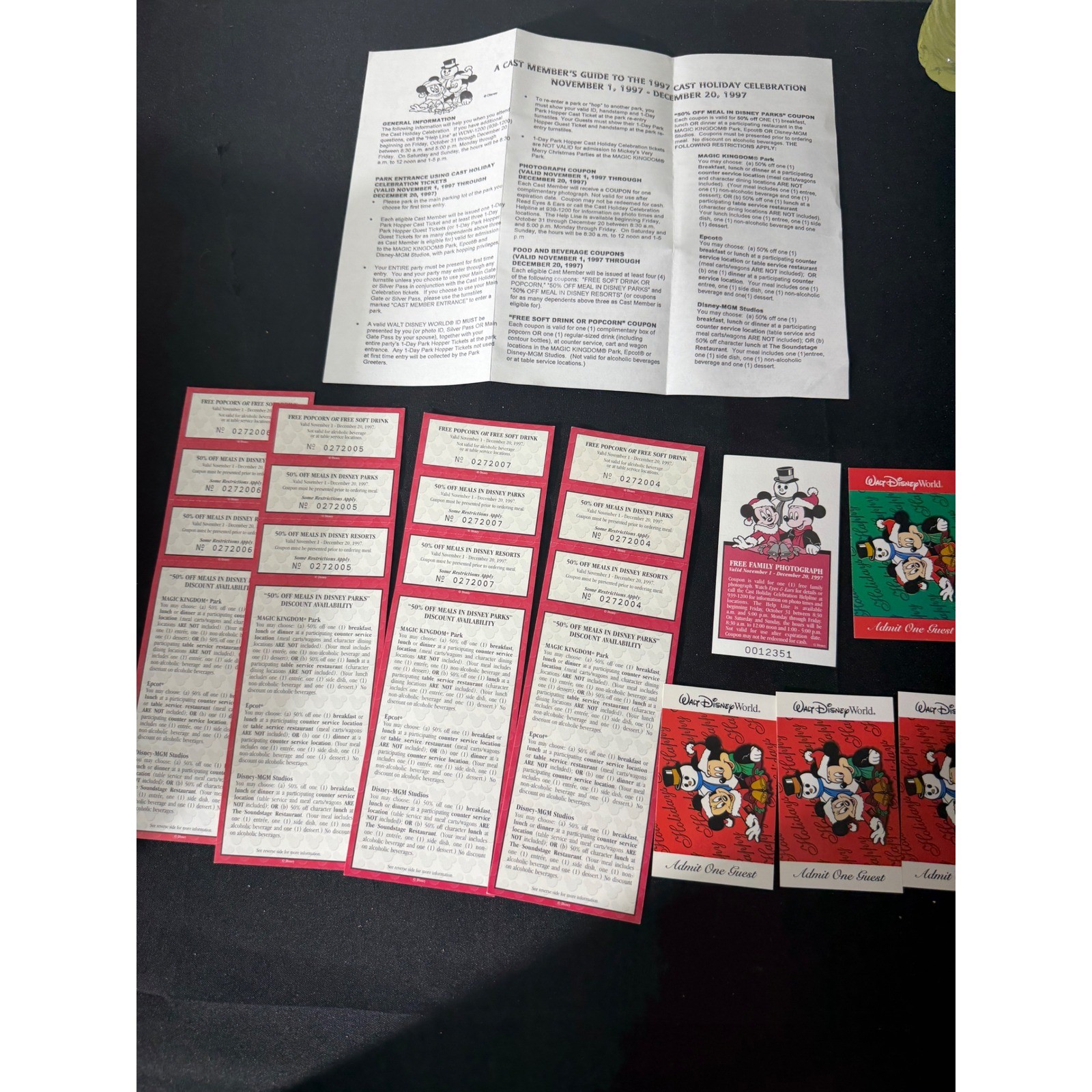 Disney 1997 Cast Holiday Celebration Lot OS Vintage Guide Tickets & More