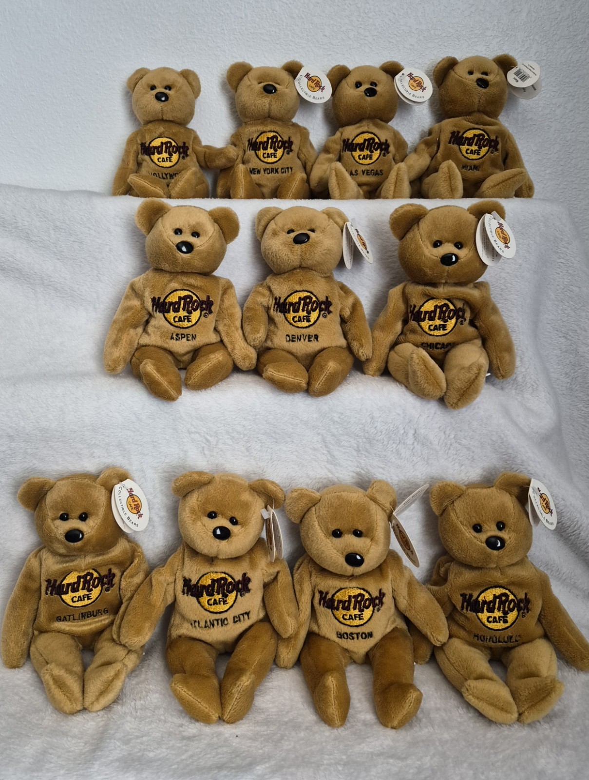 Vintage Isaac Beara Collectible Hard Rock Cafe Beanie Bears Lot Of 11 Vintage Isaac Beara Collectible Hard Rock Cafe Beanie Bears Lot Of 11