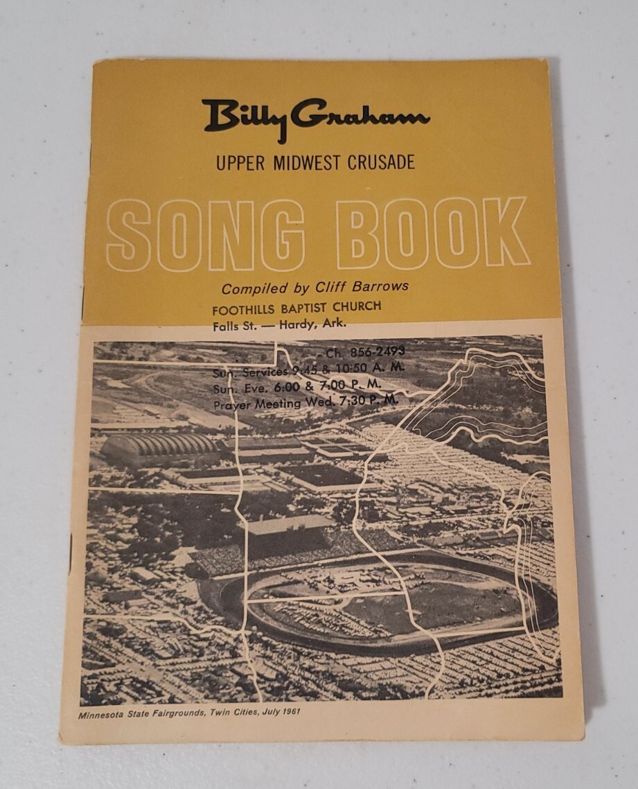 1961 BILLY GRAHAM CRUSADE SONG BOOK 73 Hymsn Hardy, Ark Baptist Church Stamped