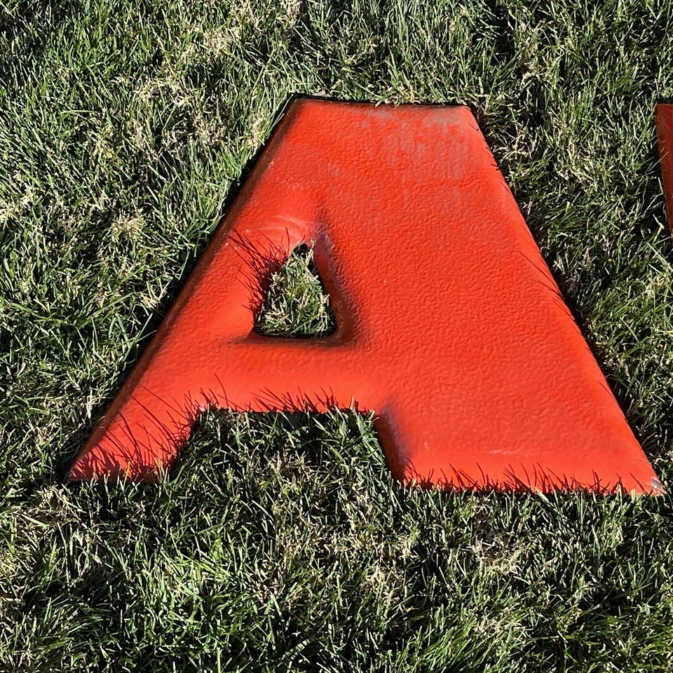 VTG Original Red Porcelain Gas Service Station Alphabet Sign 24” Tall Letters