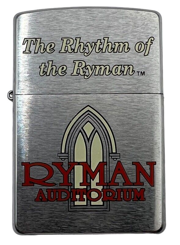 Vintage Zippo Lighter Silver Ryman Auditorium 1997 With Metal Box