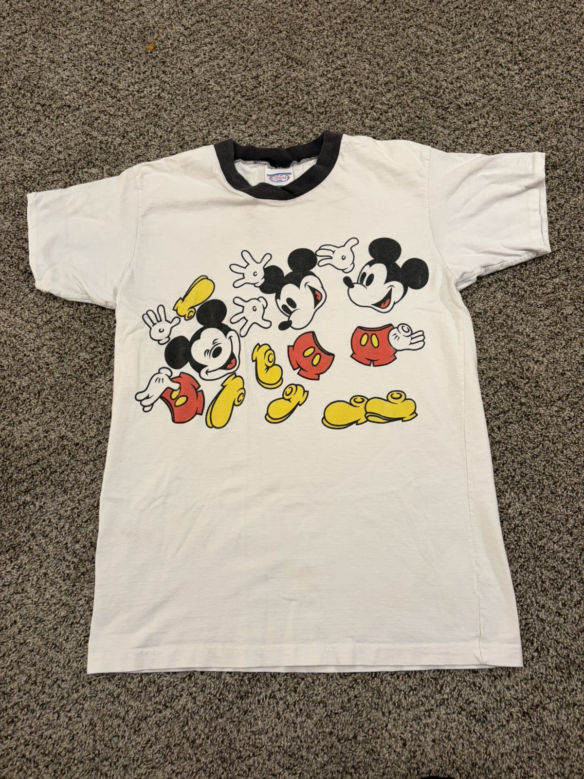 Vintage 1990s m Disney Mickey Mouse V-Neck Ringer T-Shirt - L