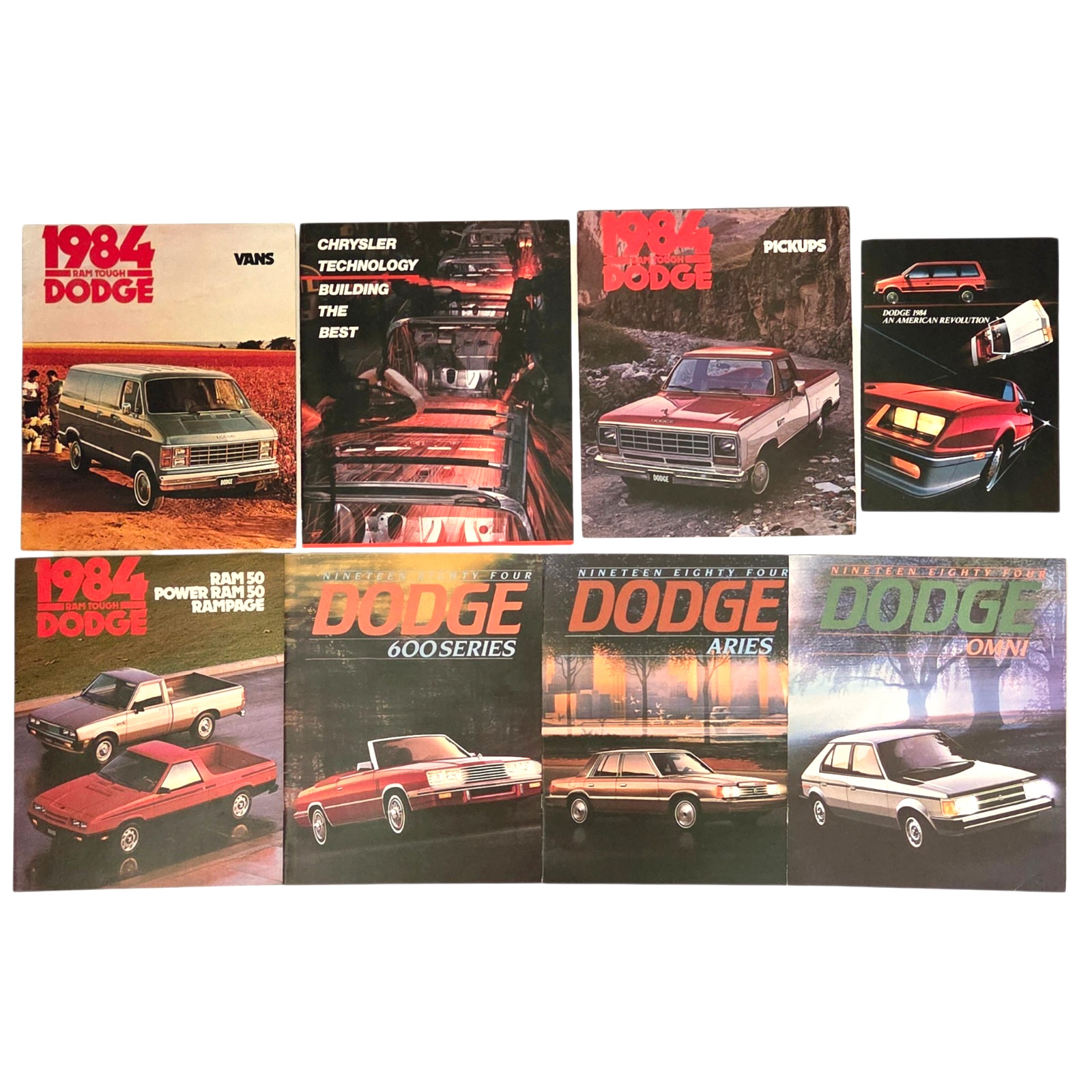 1984 Dodge Dealer Brochure Lot Van Ram Pickup Aries Omni 600 Mopar Advertisement