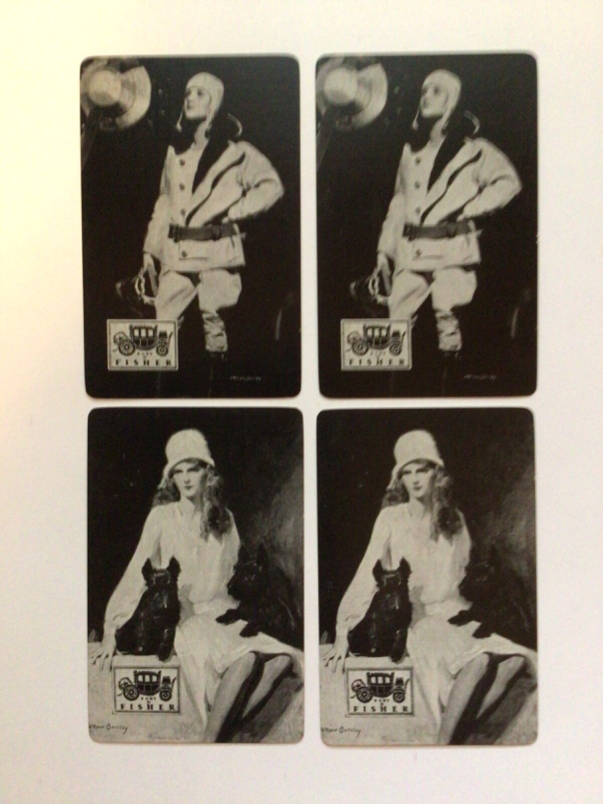 (4) Antique “Body by Fisher” Playing Cards c.1920’s (4) Antique “Body by Fisher” Playing Cards c.1920’s