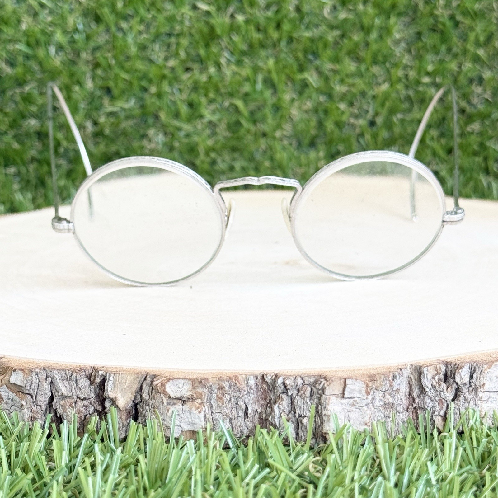 Vtg 1930s Buhl Optical Ful-Vue Wire Glasses White Gold Filled Cable Rim 41-17
