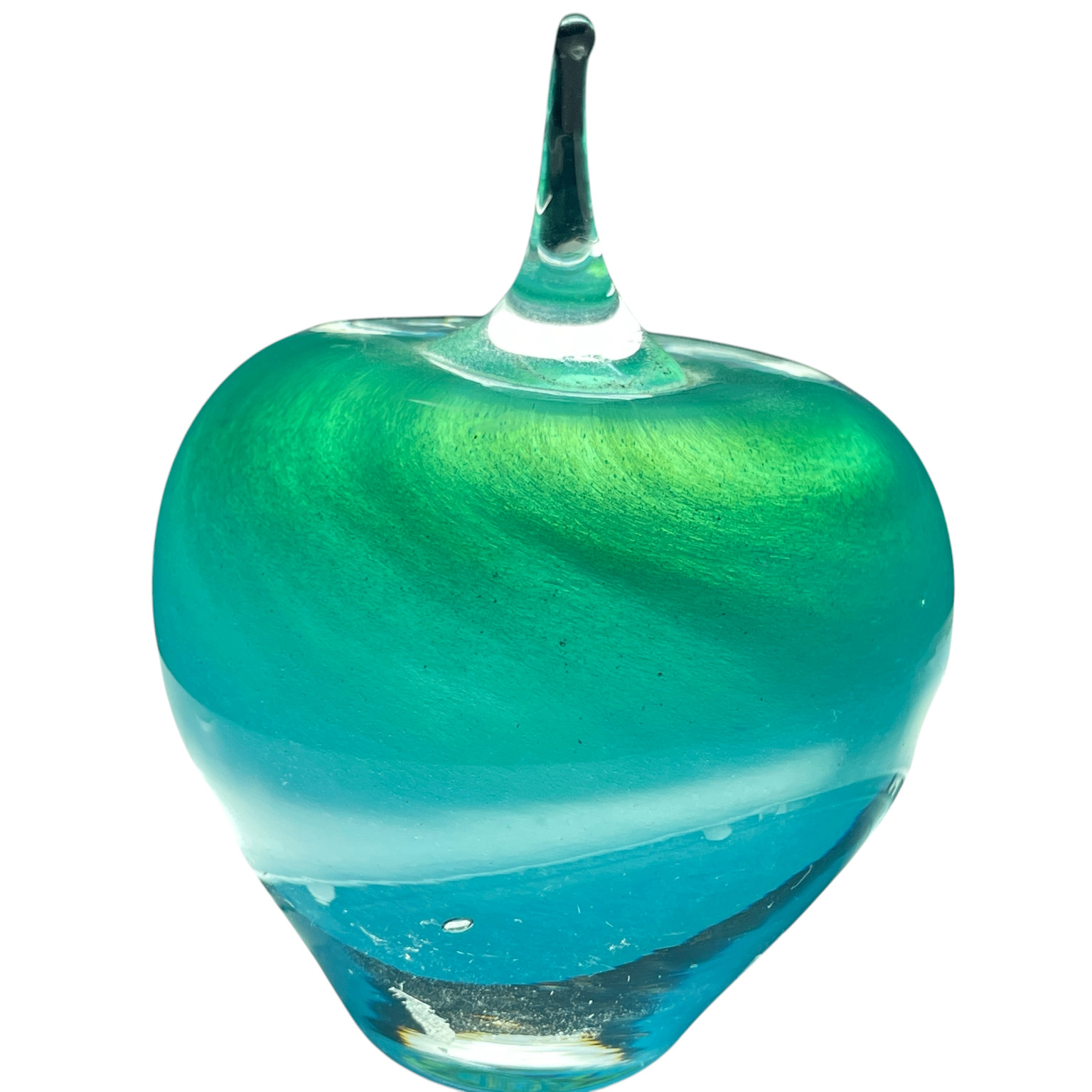 VINTAGLIO Anton Glass Apple Paperweight Hand Blown Iridescent Teal Blue Swirl VINTAGLIO Anton Glass Apple Paperweight Hand Blown Iridescent Teal Blue Swirl