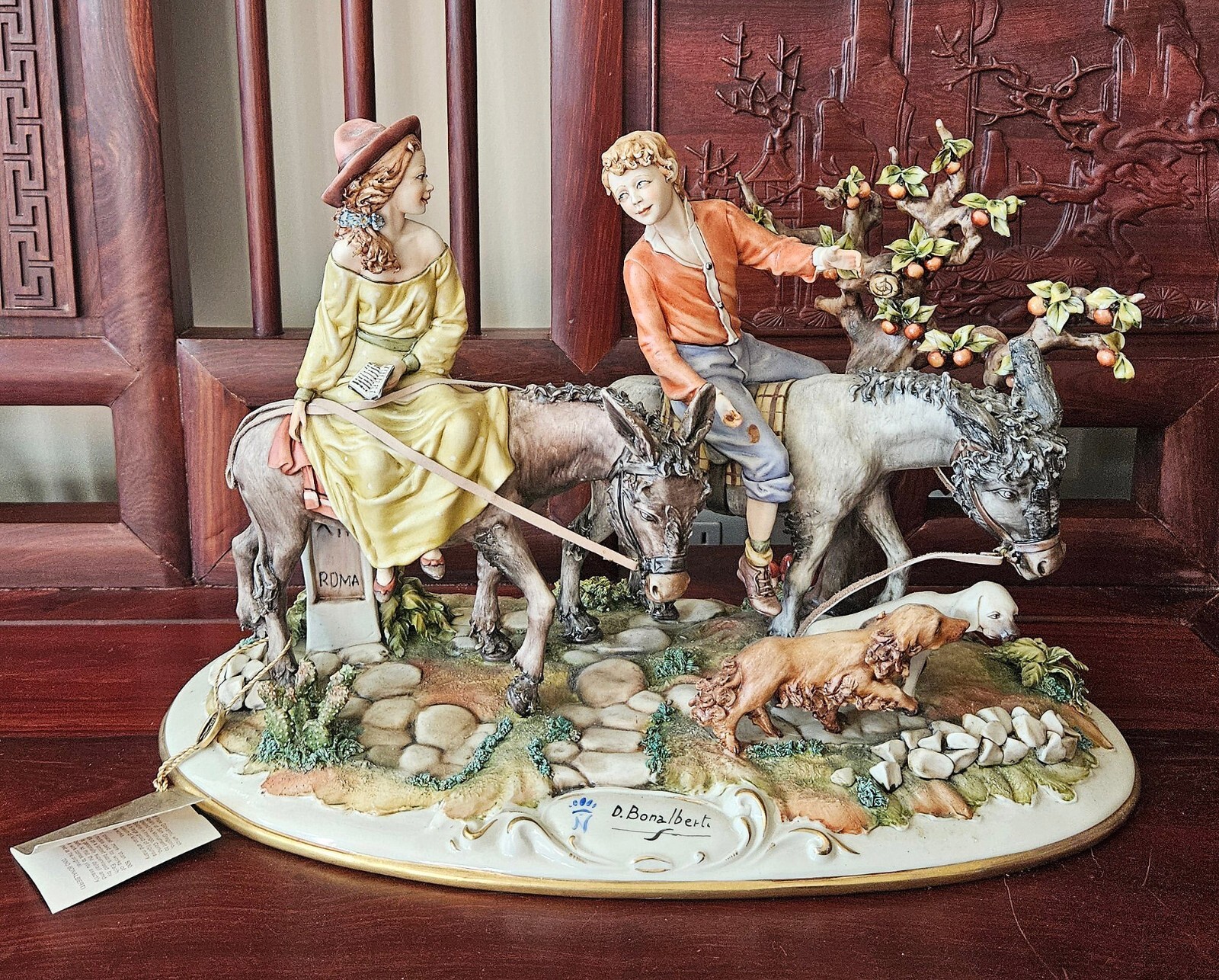 Dino Bonalberti Capodimonte Figure W Donkeys Porcelain Statue Dino Bonalberti Capodimonte Figure W Donkeys Porcelain Statue