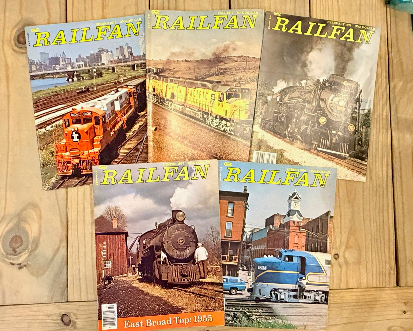 VTG RAILFAN Magazine Lot of 5 : Spring/Fall/Winter 1975, Spring 1976, Feb 1978