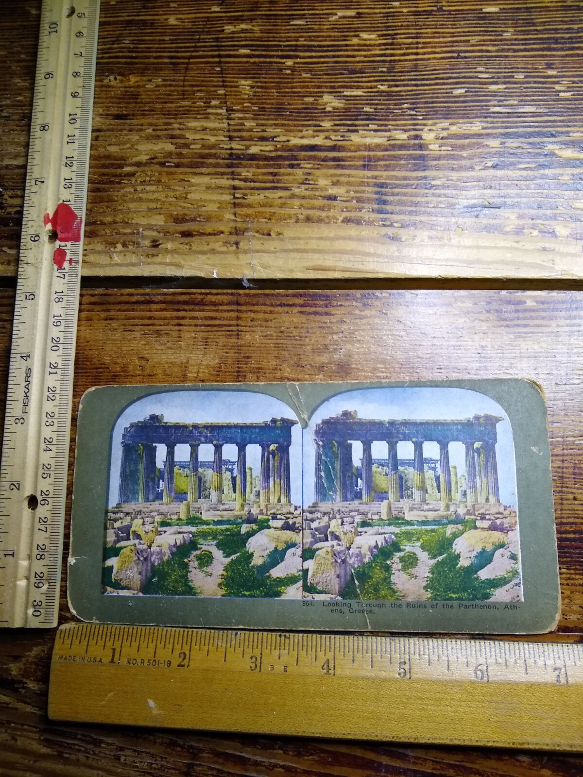 Postcard - Looking Through the Ruins of the Parthenon, Athens, Greece