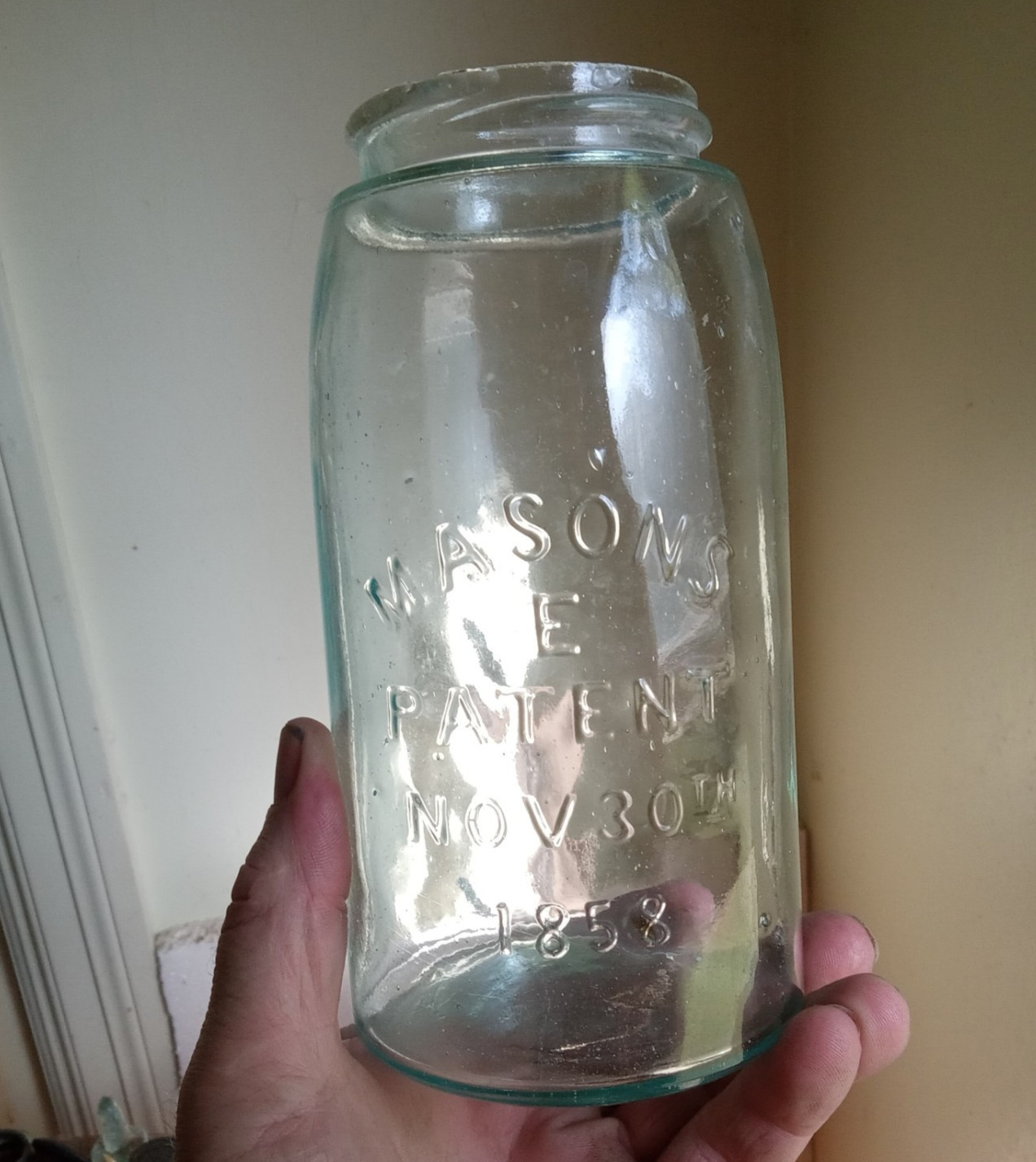 MASON\'S E PATENT NOV.30TH 1858 QUART FRUIT JAR EARLY 1870s POST MOLD NICE MASON\'S E PATENT NOV.30TH 1858 QUART FRUIT JAR EARLY 1870s POST MOLD NICE