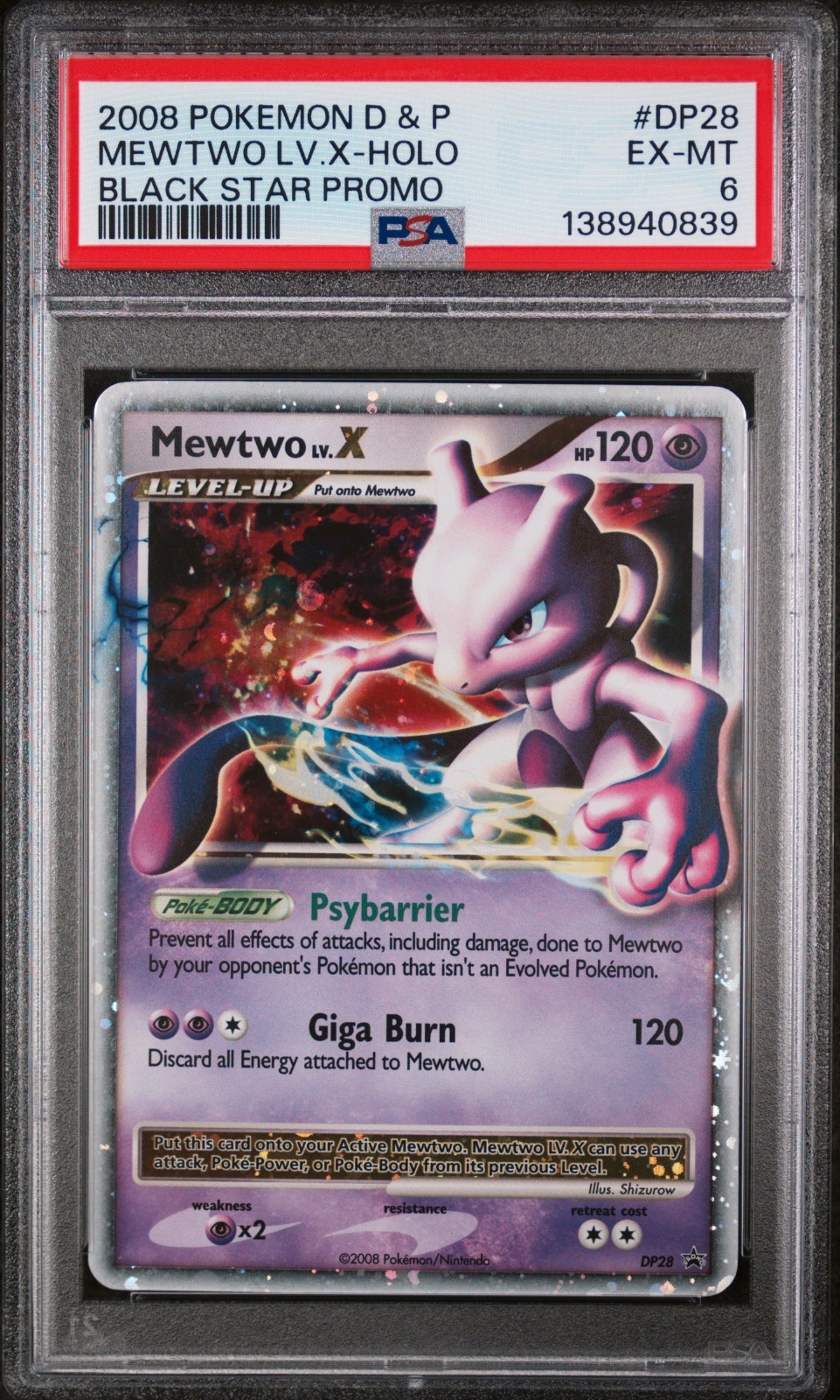 Mewtwo LV.X Holo Diamond & Pearl Black Star Promo DP28 PSA 6 LOW POP Pokemon