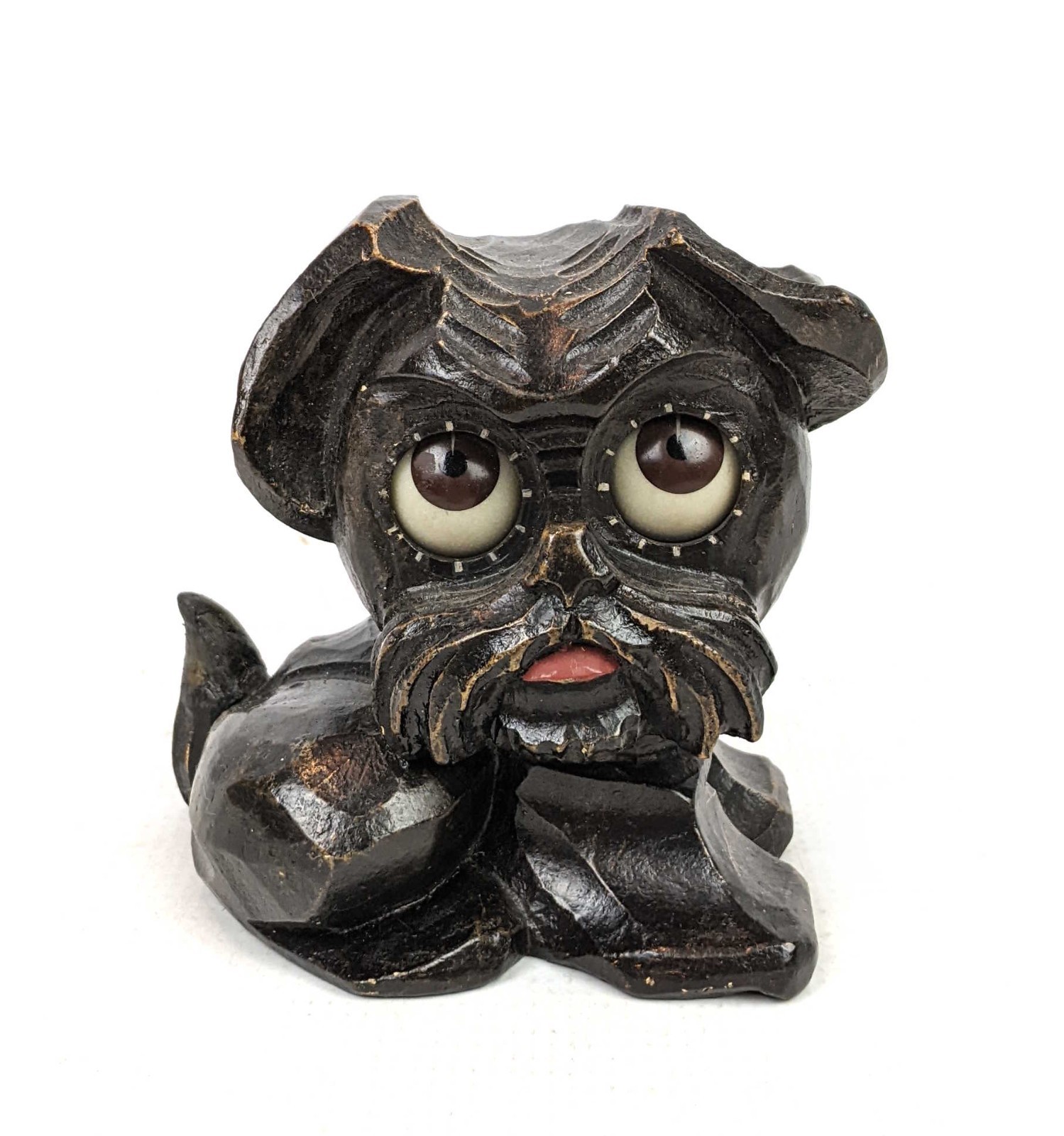 Antique Rare German Oswald Rolling Eye Dog Clock Terrier Works