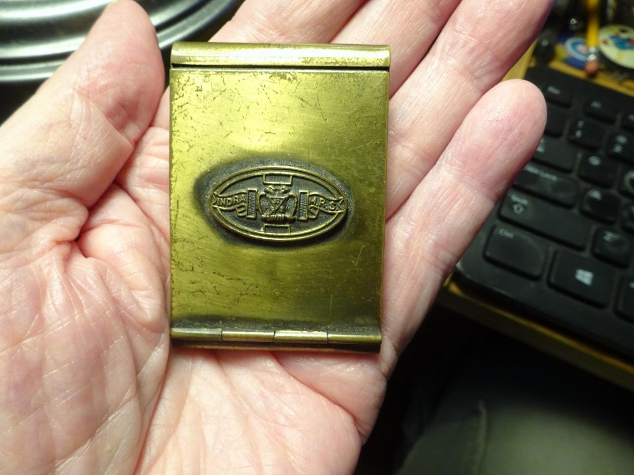 ANTIQUE C1916 BRASS MATCH SAFE 