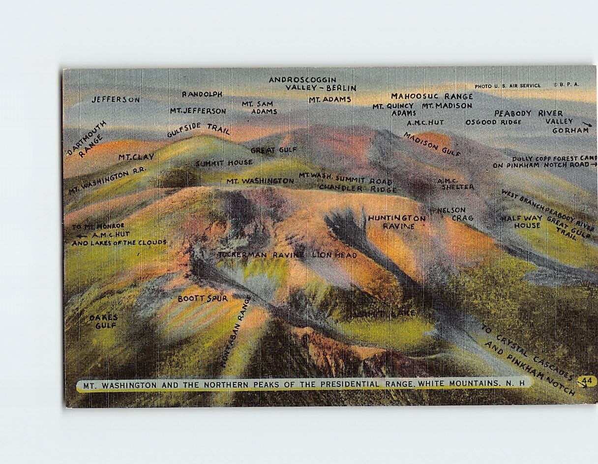 Postcard Mt. Washington & the Northern Peaks of the Pres. Range New Hampshire