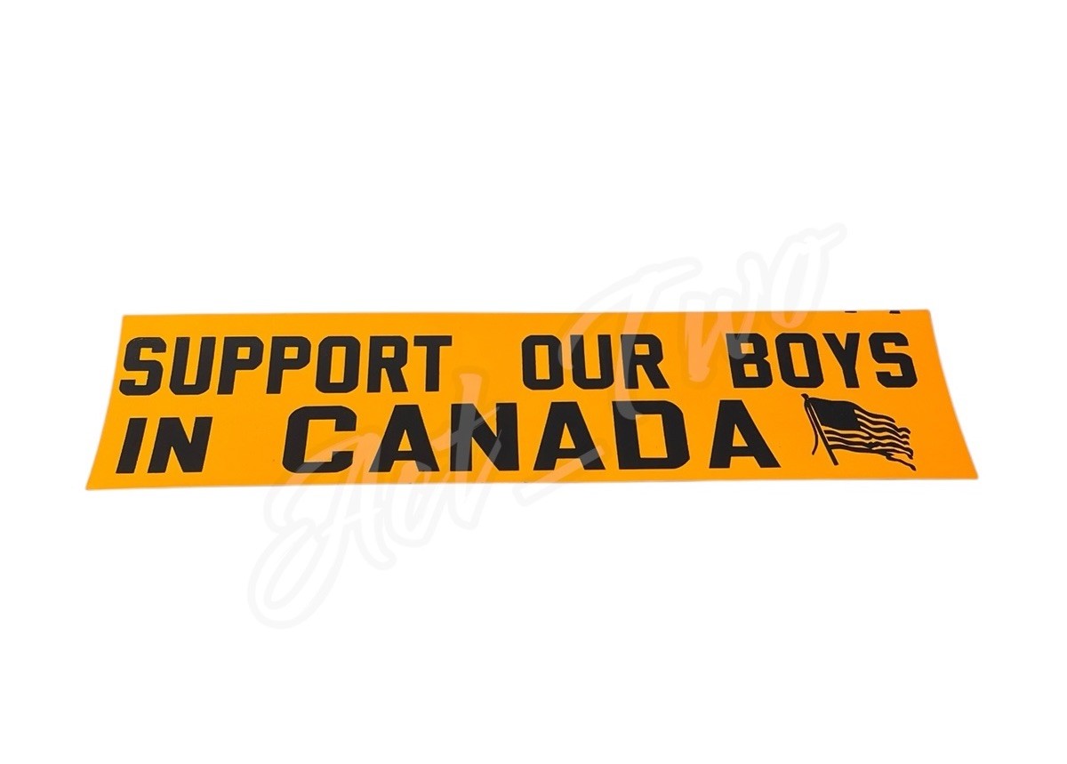Vintage 1970’s Support Our Boys In Canada USA Flag Bumper Sticker UNUSED