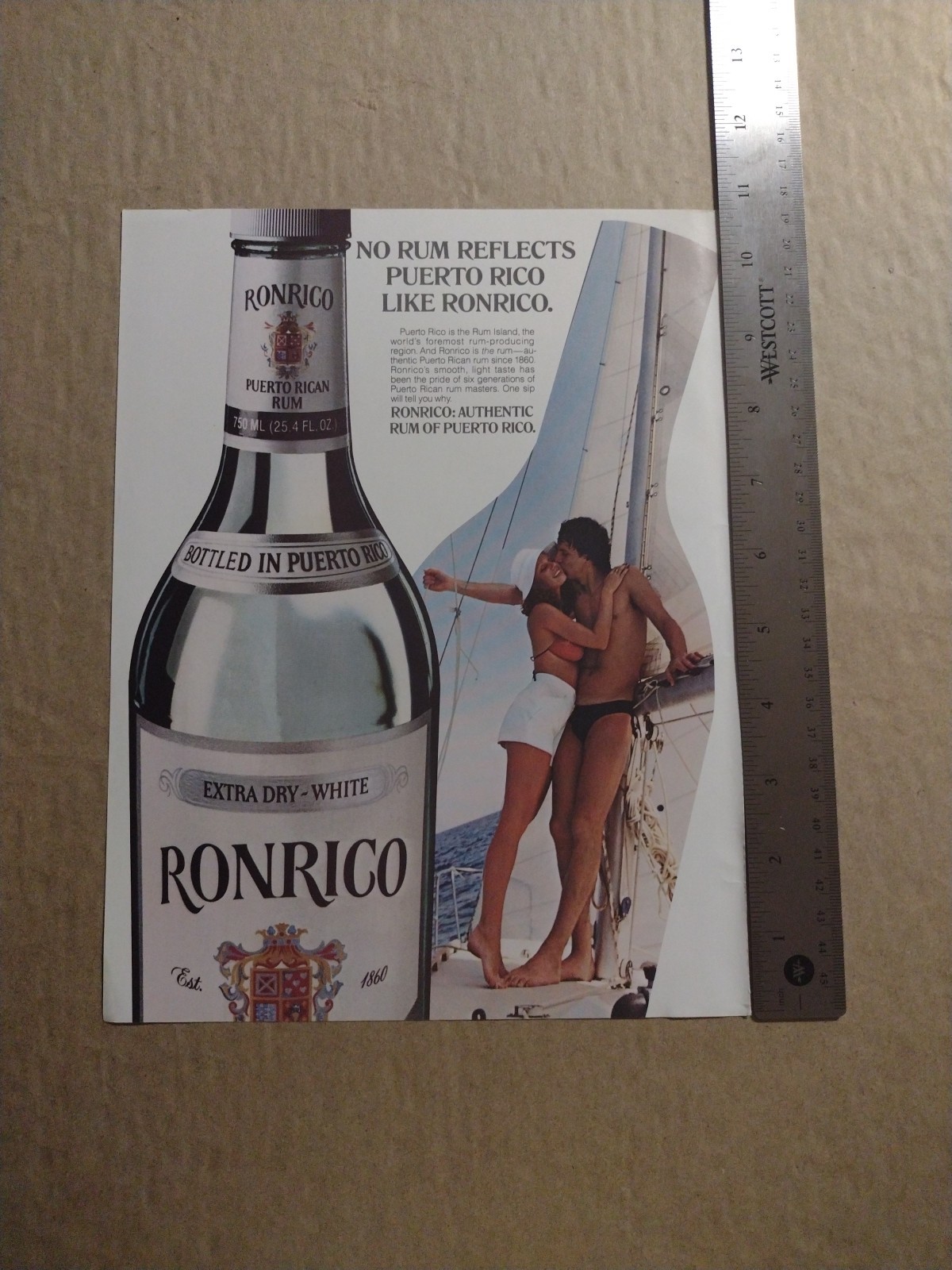 1980-Ronrico Extra Dry-White Rum- Sexy Couple On Sailboat -Print/AD-Classic 1980-Ronrico Extra Dry-White Rum- Sexy Couple On Sailboat -Print/AD-Classic