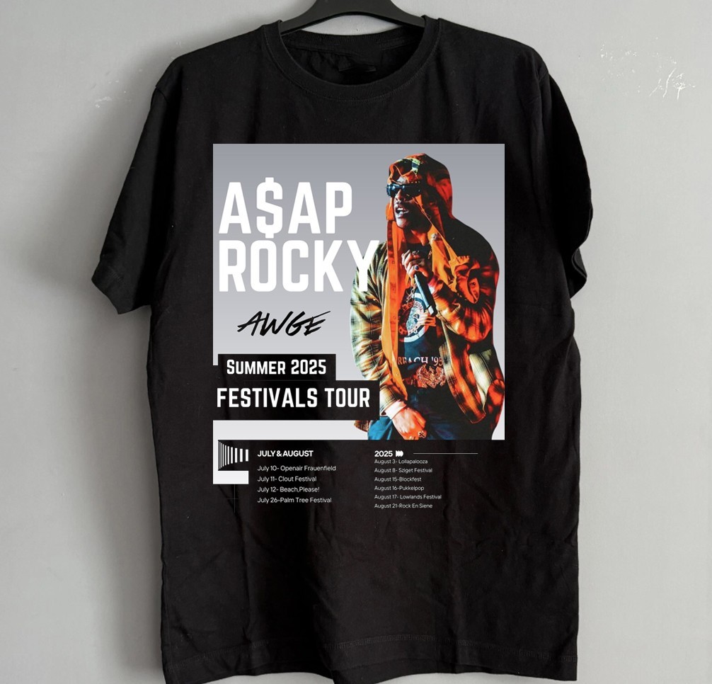 New ASAP Rocky Tour 2025 Men Black S-235XL Tee 20D184