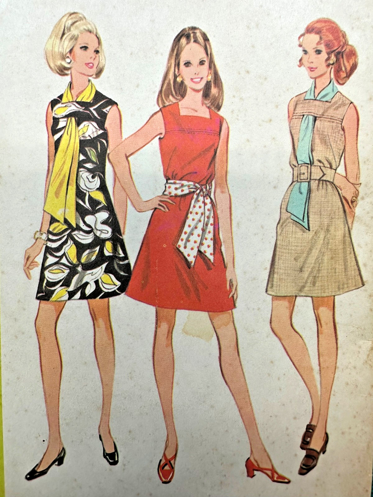 VNTG 1960s Pattern A-LINE Dress Square Neck Scarf Detail McCalls 9754 Sz7 UNCUT VNTG 1960s Pattern A-LINE Dress Square Neck Scarf Detail McCalls 9754 Sz7 UNCUT