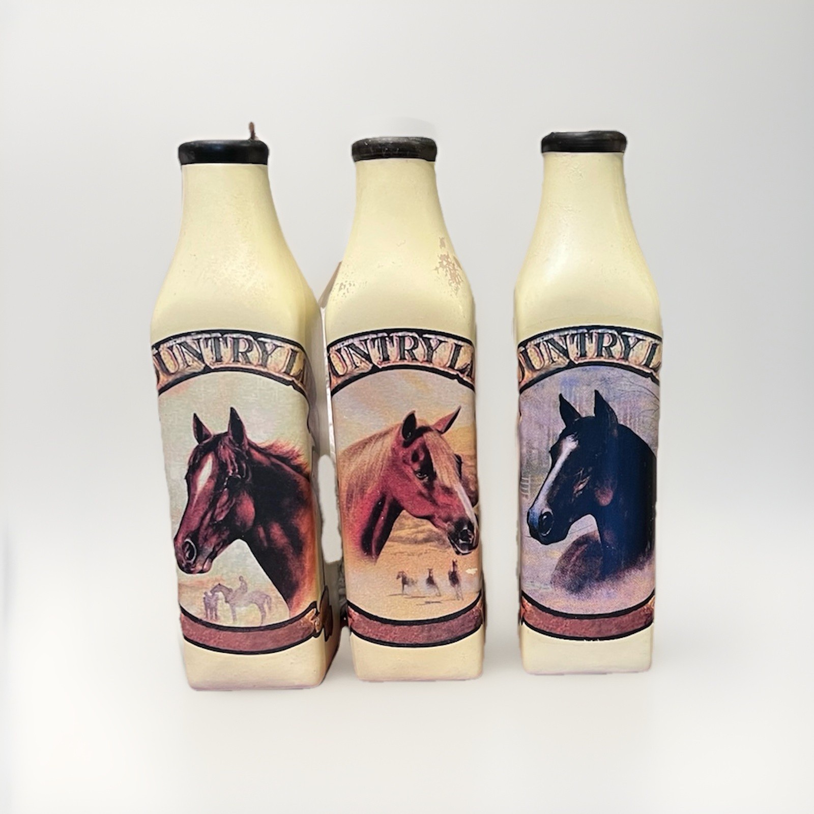 Country Life Milk Jugs With Horses Set Of Theee