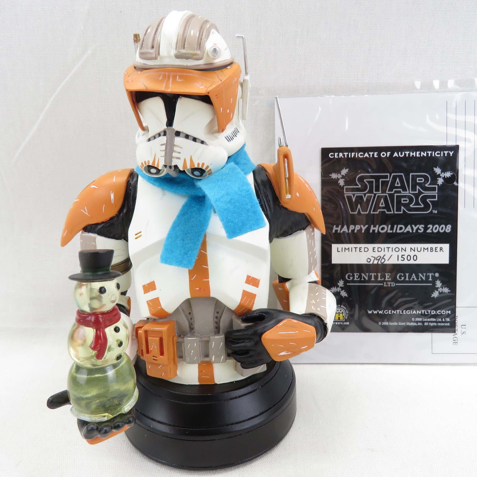 Gentle Giant Star Wars Happy Holidays 2008 Commander Cody Complete w/Box COA