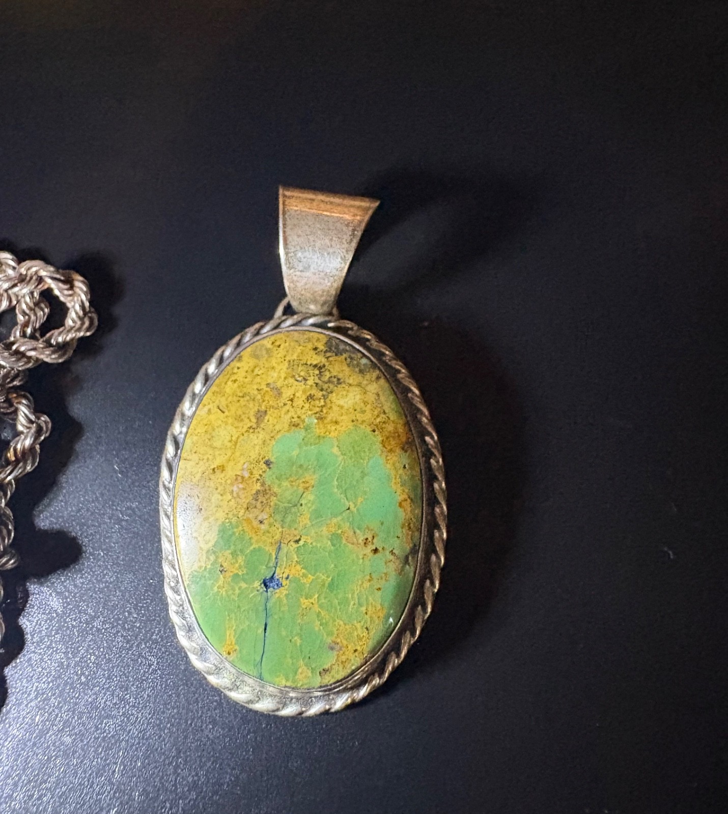 Vintage Signed Sylvia Nuguematz Chimney Butte Navajo Sterling Turquoise Pendant Vintage Signed Sylvia Nuguematz Chimney Butte Navajo Sterling Turquoise Pendant