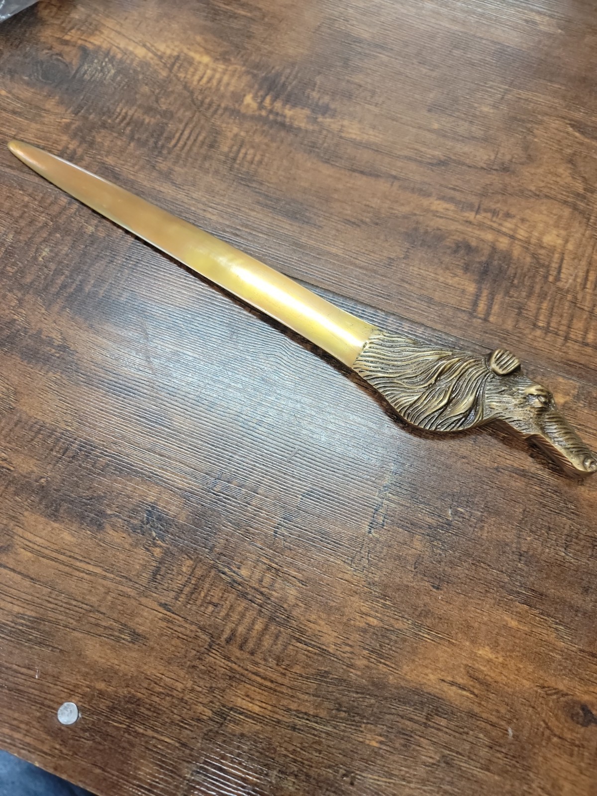 Vintage Brass Letter Opener Collie Dog Figural