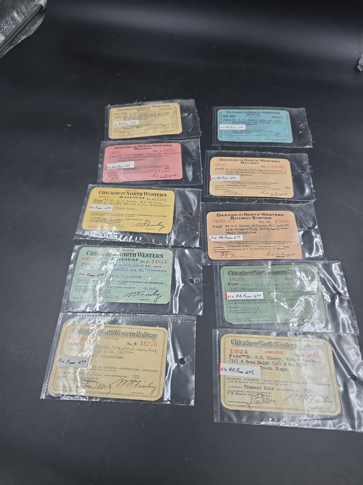 Vintage Lot Of 10 Railroad Passes And Tickets Chicago Northwestern 1920s And 30s