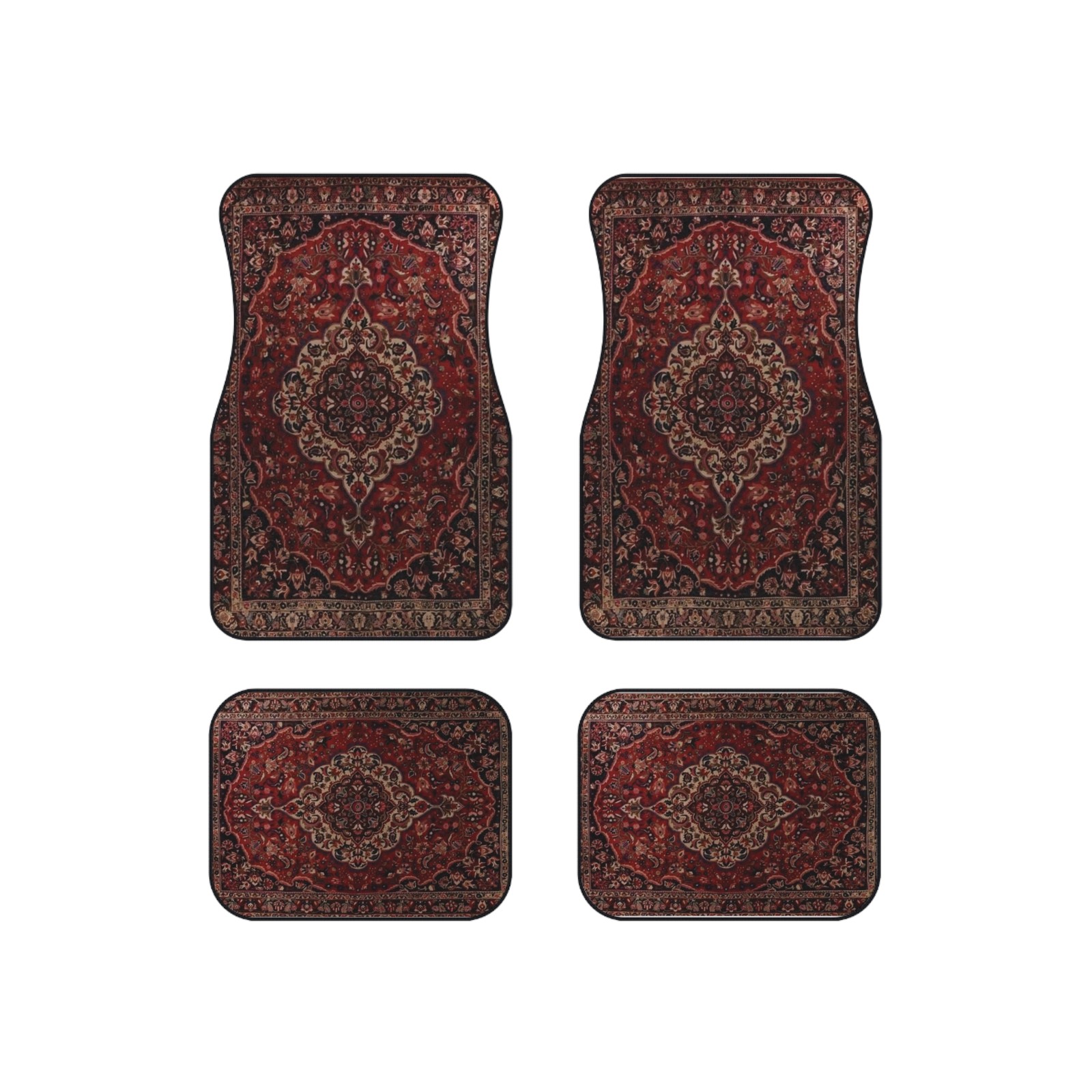 Red Persian Car Mats (Set of 4) - High Quality - Red Persian Car Mats (Set of 4) - High Quality -