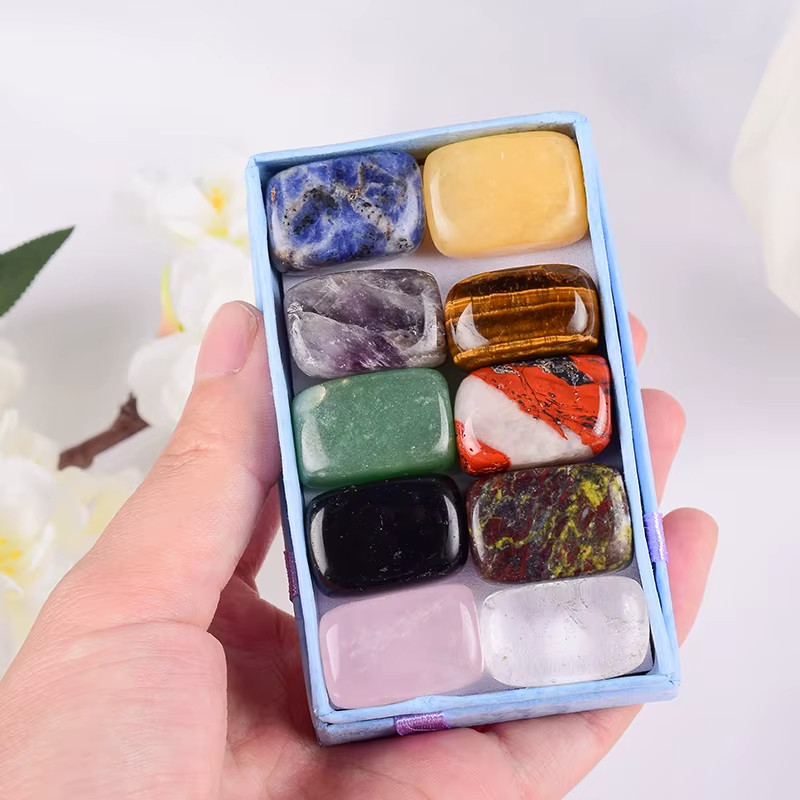 10PCS Natural Tumbled Stones 15–20mm Mixed Chakra Healing Quartz Crystals
