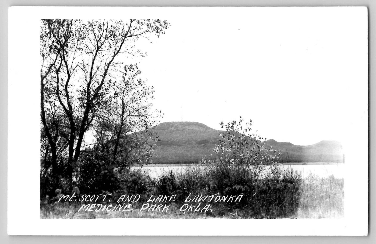 Mt Scott Lake Lawtonka Medicine Park Oklahoma OK RPPC Real Photo Postcard