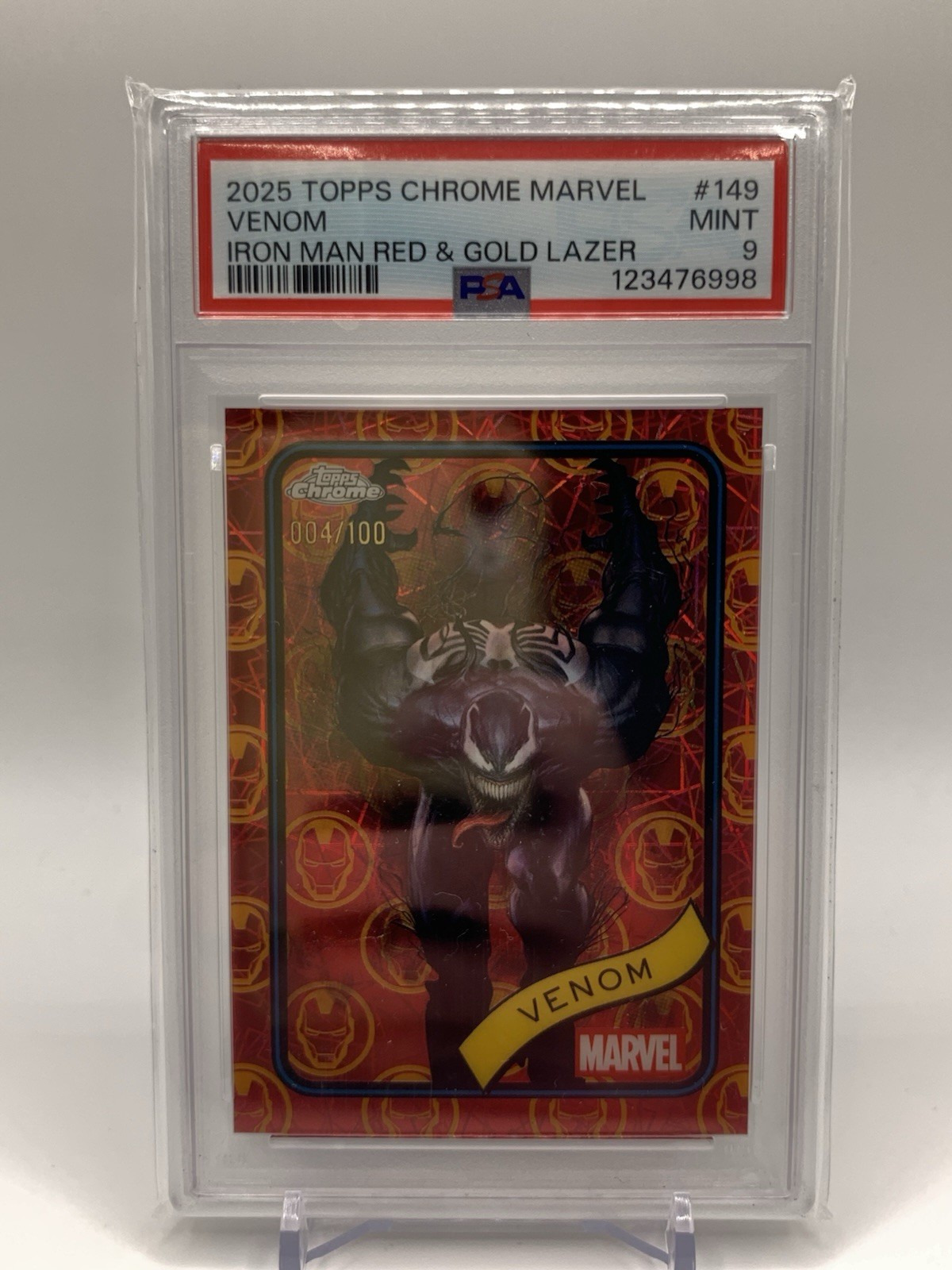 Venom 2025 Topps Chrome Marvel #149 IRON MAN RED & GOLD LAZER REF /100 🕷️ Venom 2025 Topps Chrome Marvel #149 IRON MAN RED & GOLD LAZER REF /100 🕷️