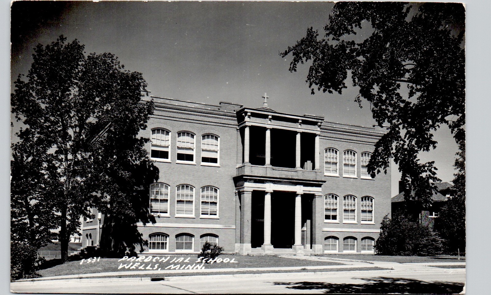 PAROCHIAL SCHOOL wells mn c1950 postcard minnesota real photo rppc christian