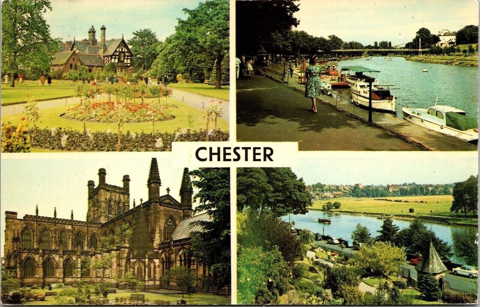 Chester Grosvenor Park Cathedral Groves Dee VTG Postcard UNP Unused Vintage GB