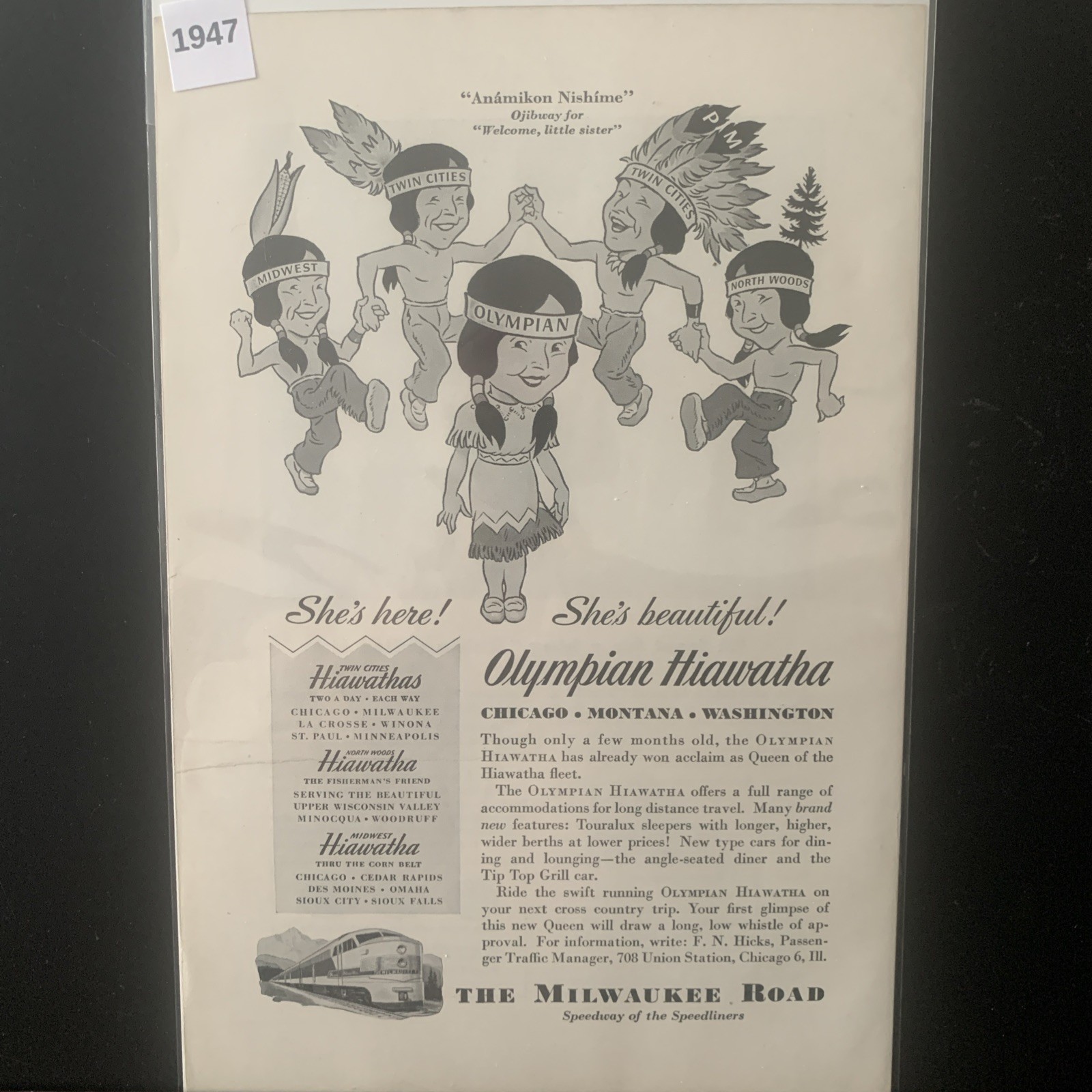 Vintage 1947 Milwaukee Road Rail She\'s Here She\'s Beautiful Ad Advertisement