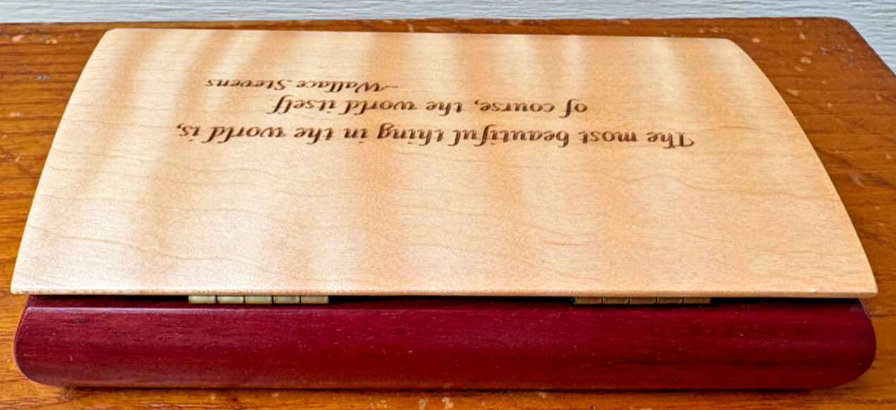 Vintage Wood Wooden Maple & Cherry Trinket Box - The World is Beautiful Quote