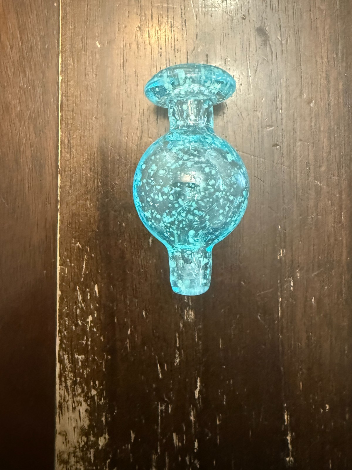 Glass Airflow Bubble Bowl Cap - Wide 25mm Glow in Dark Blue