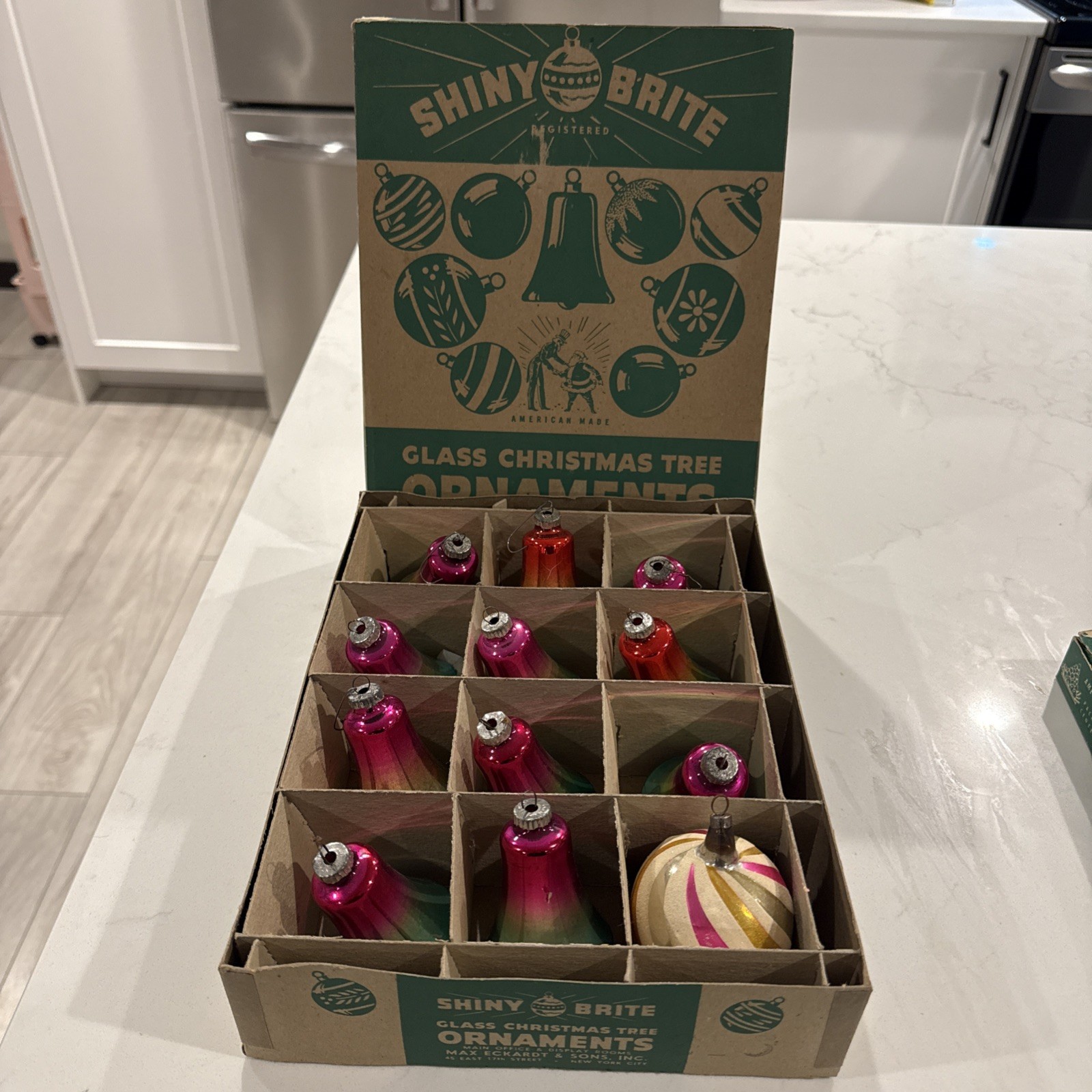Vintage Shiny Brite Christmas Ornaments Lot,box