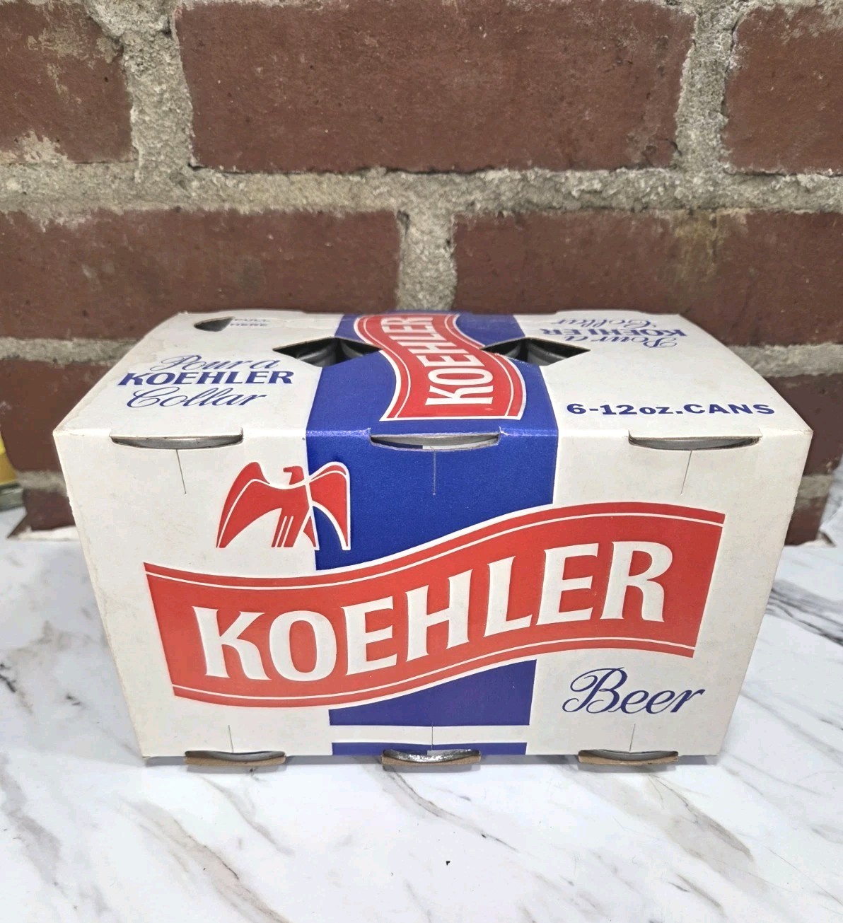 Vintage Koehler Beer 6 Pack Carrier W/ 6 Steel Cans Store Display Erie Brewing Vintage Koehler Beer 6 Pack Carrier W/ 6 Steel Cans Store Display Erie Brewing
