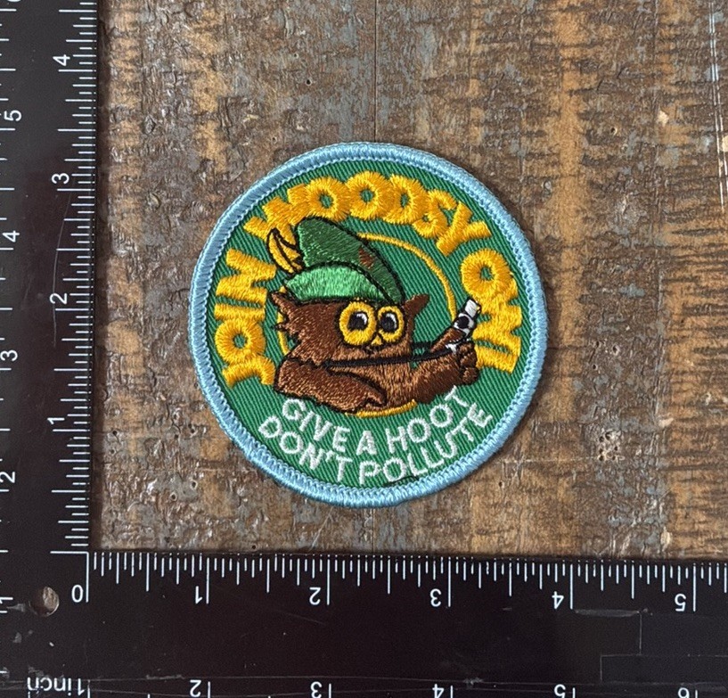 Vintage Woodsy Owl Give A Hoot Don’t Pollute USFS Sew-On Patch NOS 1970s