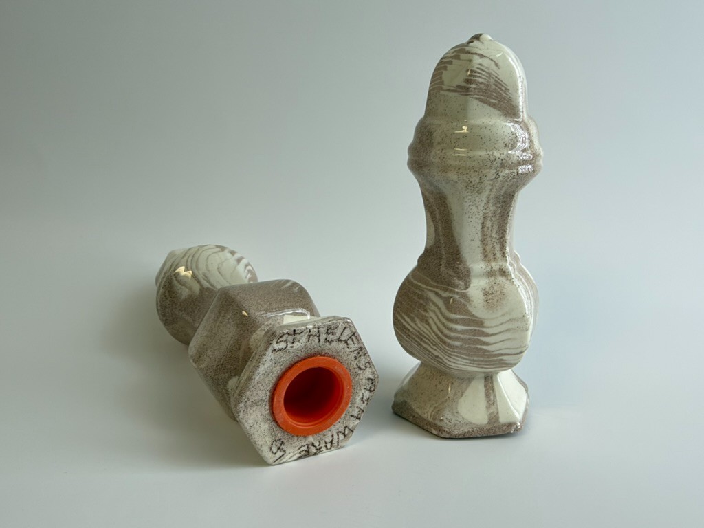 Vintage Mt. St. Helens Ashware Salt & Pepper Shakers Swirl Pottery Signed LD