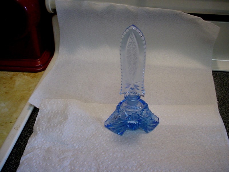 Vintage Blue Art Glass Perfume Bottle - Czechoslovakia ?