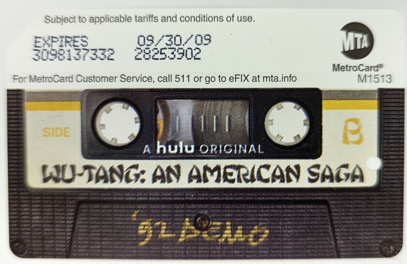 WU-TANG Tape Deck Version - NYC MetroCard, Expired-Mint Condition
