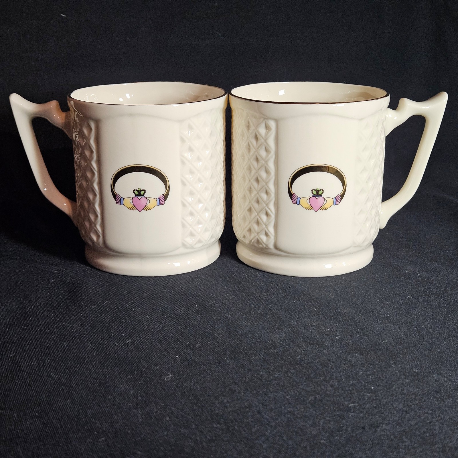 Donegal Parian Claddagh Mugs - Set of 2 - Ireland - Discontinued Donegal Parian Claddagh Mugs - Set of 2 - Ireland - Discontinued