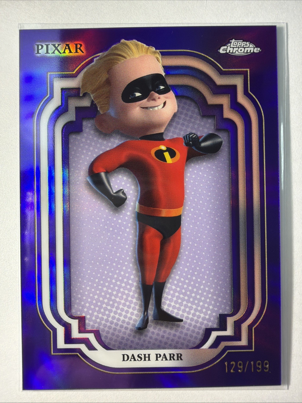 2024 Topps Disney Chrome DASH PARR The Incredibles Purple Refractor /199 2024 Topps Disney Chrome DASH PARR The Incredibles Purple Refractor /199